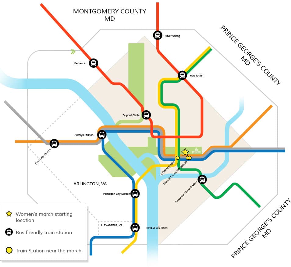 Women's March bus routes