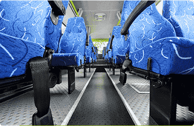 Bus seats inside a charter bus