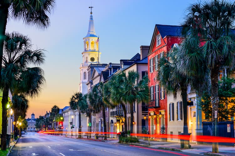 Charleston's French Quarter in the evening