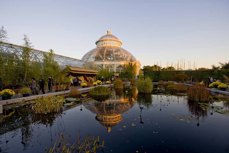 the exterior of a main building at the new york botanical garden
