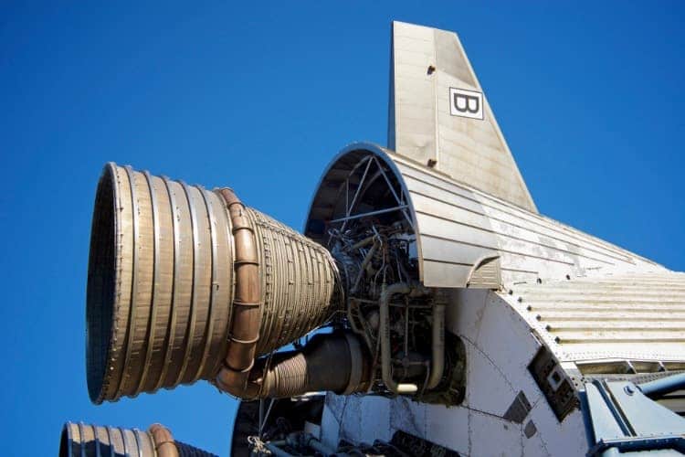 The Space Shuttle's engine at The Houston Space Shuttle Center.